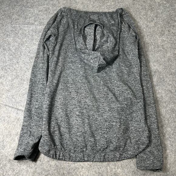 Athleta Uptempo Hoodie Sweatshirt Women’s Small Heathered Grey Thumb Holes - Picture 6 of 8